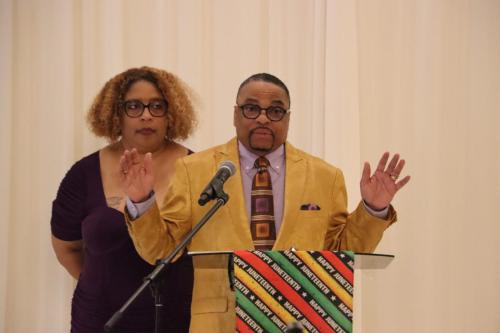 Charles and Rakesia on stage